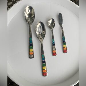 Fiesta Flatware Celebration Rainbow Serving Set of 4 Stainless Steel